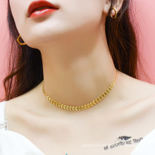 2020 trendy stainless steel leaf choker necklace